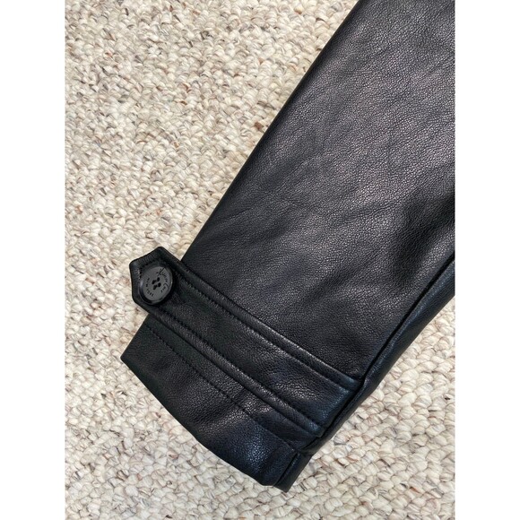 Kenneth Cole Black Faux Leather Trench Coat – Belted Longline Moto Chic M - Picture 9 of 12